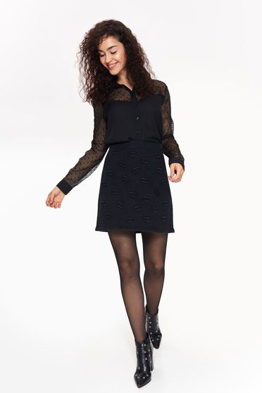 Bluza dama Top Secret neagra eleganta cu croi larg din material transparent cu buline