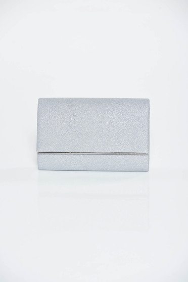 Silver occasional bag clutch from shiny fabric