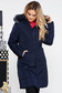 SunShine darkblue casual from slicker jacket with inside lining with faux fur accessory with pockets 2 - StarShinerS.com