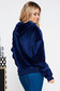SunShine darkblue casual coat from velvet fabric with easy cut with laced details with undetachable hood 2 - StarShinerS.com