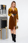 StarShinerS mustard occasional velvet dress with elastic waist accessorized with tied waistband 4 - StarShinerS.com