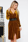 StarShinerS mustard occasional velvet dress with elastic waist accessorized with tied waistband 1 - StarShinerS.com