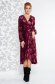 Burgundy elegant wrap around dress from velvet fabric with inside lining with v-neckline 3 - StarShinerS.com