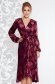 Burgundy elegant wrap around dress from velvet fabric with inside lining with v-neckline 1 - StarShinerS.com