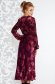 Burgundy elegant wrap around dress from velvet fabric with inside lining with v-neckline 2 - StarShinerS.com