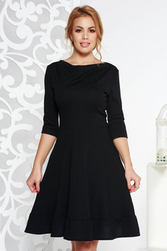 StarShinerS black midi office cloche dress from elastic fabric with 3/4 ...