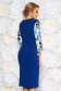 Blue elegant midi pencil dress slightly elastic fabric with floral prints 2 - StarShinerS.com