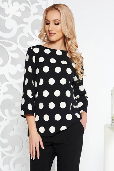 StarShinerS black women`s blouse elegant with easy cut from non elastic fabric with 3/4 sleeves