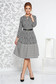 Grey elegant flaring cut dress airy fabric accessorized with belt 3 - StarShinerS.com