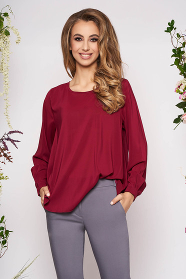 Bluza dama StarShinerS visinie office cu croi larg din voal cu maneci lungi
