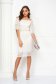 White midi dress with tented cut from laced fabric off-shoulder - StarShinerS 5 - StarShinerS.com