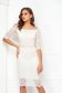 White midi dress with tented cut from laced fabric off-shoulder - StarShinerS 2 - StarShinerS.com