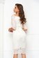 White midi dress with tented cut from laced fabric off-shoulder - StarShinerS 3 - StarShinerS.com