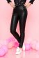 PrettyGirl black casual high waisted trousers from ecological leather and cotton with elastic waist 1 - StarShinerS.com
