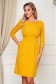 StarShinerS mustard office midi pencil dress slightly elastic fabric with pockets 6 - StarShinerS.com