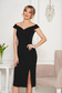 StarShinerS black occasional dress with tented cut with v-neckline on the shoulders 1 - StarShinerS.com