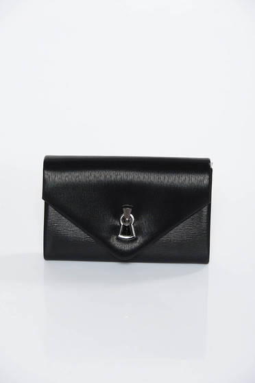 Black occasional clutch bag from ecological leather