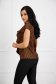 Brown women`s blouse from satin fabric texture with ruffle details loose fit - StarShinerS 2 - StarShinerS.com