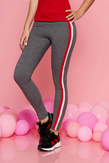 Colanti SunShine gri-inchis sport cu talie medie cu elastic in talie din bumbac usor elastic
