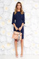 Darkblue elegant pencil dress slightly elastic fabric with cut-out sleeves 3 - StarShinerS.com