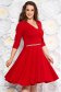 Rochie din material elastic rosie pana la genunchi in clos cu decolteu in v - StarShinerS 1 - StarShinerS.ro