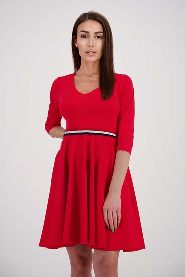 Online Dresses, Red dress crepe cloche with v-neckline - StarShinerS - StarShinerS.com