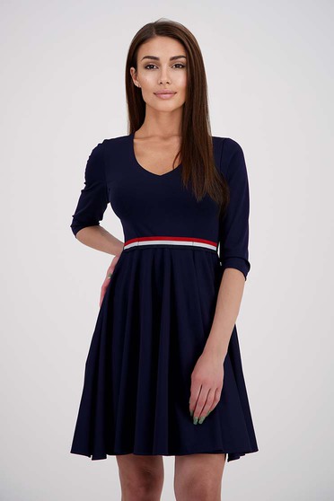 Small sized dresses XXS - S, Dark blue dress crepe cloche with v-neckline - StarShinerS - StarShinerS.com