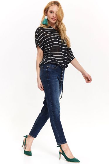 Bluza dama Top Secret neagra casual cu croi larg cu maneci scurte