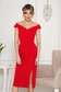 StarShinerS red occasional dress with tented cut with v-neckline on the shoulders 1 - StarShinerS.com
