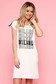 SunShine white casual flared dress slightly elastic cotton with writing print 1 - StarShinerS.com