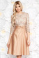 Cream occasional dress with bow flaring cut with sequin embellished details 1 - StarShinerS.com