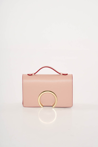 Rosa occasional leather bag with metalic accessory