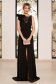StarShinerS black luxurious long cloth dress with strass and ruffled sleeves 3 - StarShinerS.com