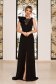 StarShinerS black luxurious long cloth dress with strass and ruffled sleeves 1 - StarShinerS.com