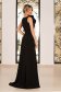 StarShinerS black luxurious long cloth dress with strass and ruffled sleeves 2 - StarShinerS.com
