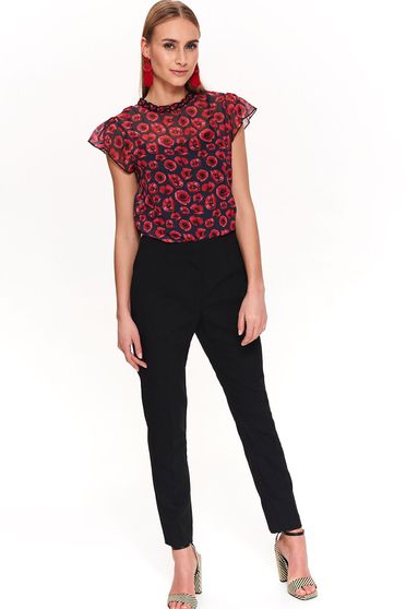 Pantaloni Top Secret negri eleganti conici cu talie medie din material subtire