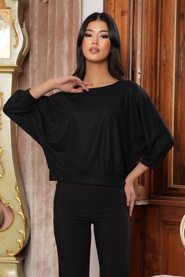 Bluza dama din lurex neagra cu maneci cazute si croi larg - StarShinerS