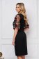 Rochie din stofa neagra midi cu maneci din voal cu flori in relief - StarShinerS 2 - StarShinerS.ro