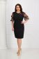 StarShinerS black dress occasional midi cloth with rounded cleavage with laced sleeves 4 - StarShinerS.com