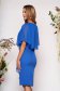Rochie albastra midi de ocazie fara maneci cu un croi cambrat din stofa subtire usor elastica si suprapunere cu voal 2 - StarShinerS.ro