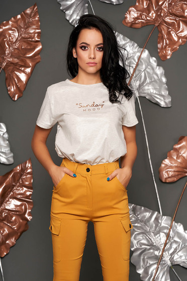 Tricou gri casual cu croi larg cu maneci scurte din material subtire