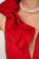 Red dress slightly elastic fabric with ruffle details midi pencil - StarShinerS 6 - StarShinerS.com