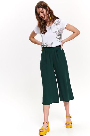Tricou alb Top Secret casual din bumbac cu croi larg cu imprimeu floral