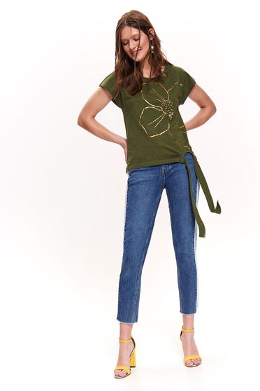 Tricou Top Secret verde casual din bumbac neelastic cu croi larg