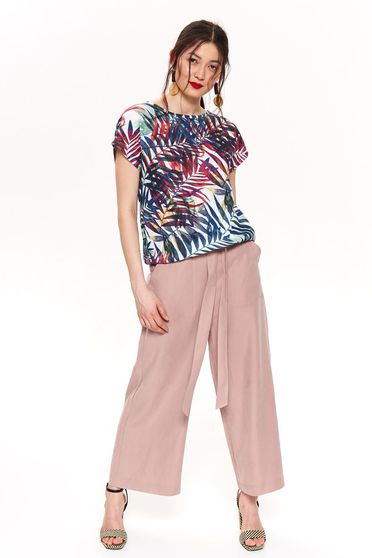 Bluza dama verde Top Secret casual cu croi larg cu maneca scurta din in