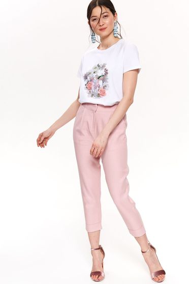 Tricou Top Secret alb casual cu croi larg si decolteu rotunjit