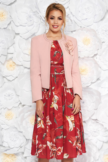 Compleu LaDonna visiniu elegant din 2 piese cu rochie cu imprimeu floral