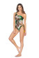 Costum de baie Cosita Linda verde de lux intreg cu decolteu asimetric cu imprimeuri florale 2 - StarShinerS.ro