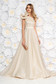 Golden metallic-looking non-stretch dress in cloche style with ruffles - Ana Radu 3 - StarShinerS.com