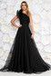 Black tulle dress with a-line cut on the shoulder accessorized with cord - Ana Radu 3 - StarShinerS.com